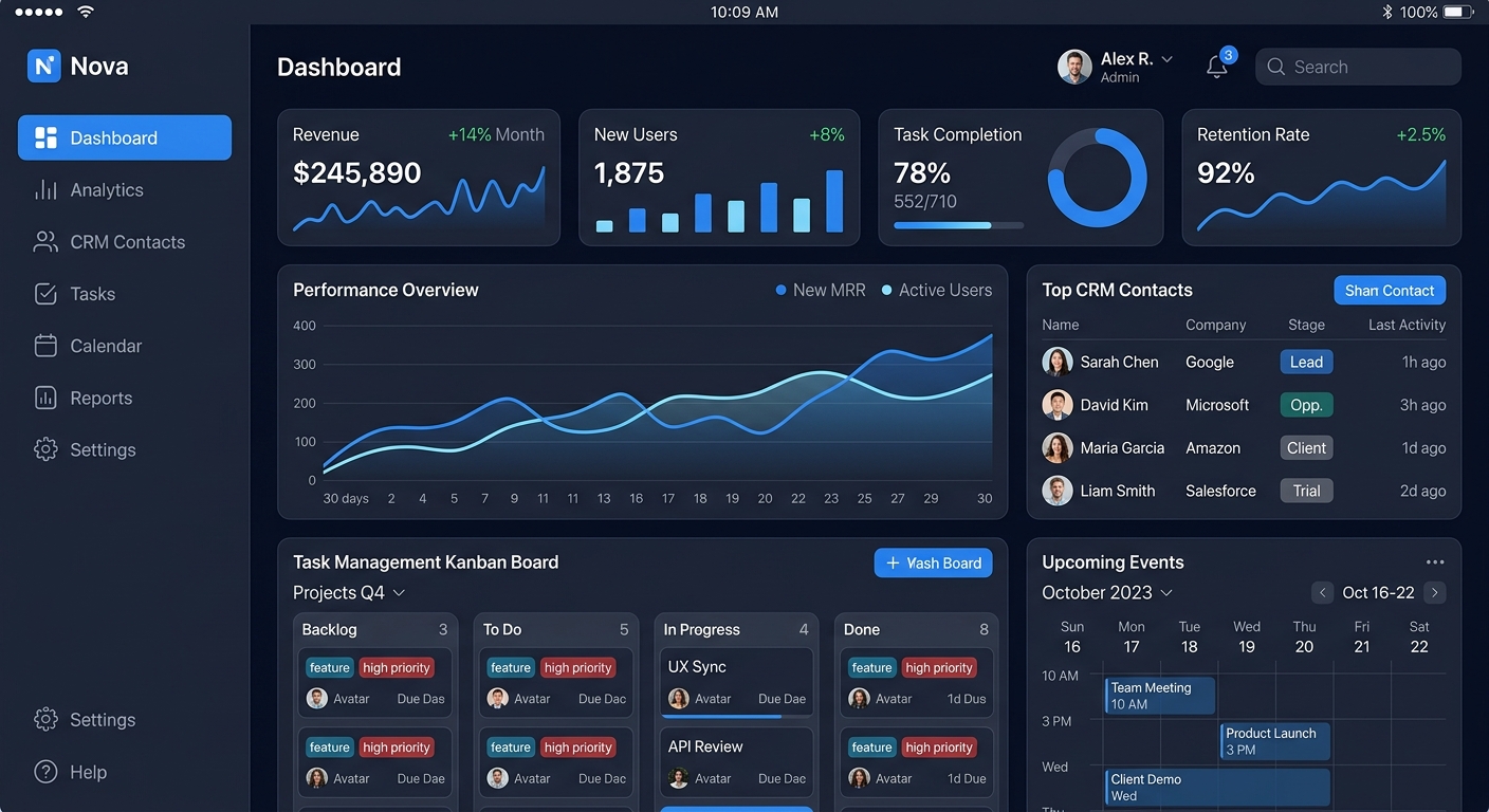 Dashboard interface